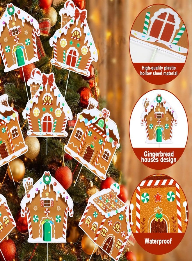 Oitnlaughter 8 PCS Christmas Gingerbread House Ornaments Large Gingerbread House Christmas Tree Picks Xmas Tree Topper Ornaments Xmas Trees Picks Decorations for Kids Home Office Winter Holiday Party Supplies - Image 3